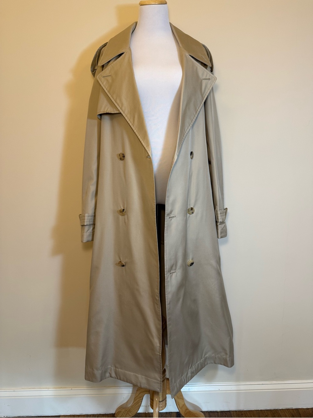 NWT Burberry Long Trench Coat Beige Millet 100% Silk US 8 UK 10 Fall Outerwear
